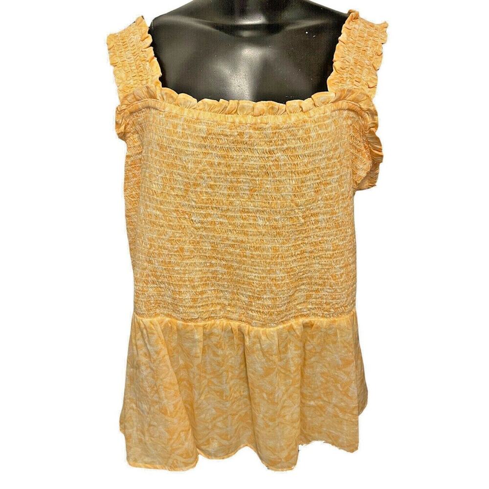XL Old Navy Yellow Smocked Womens Shirt Boho Festival Top